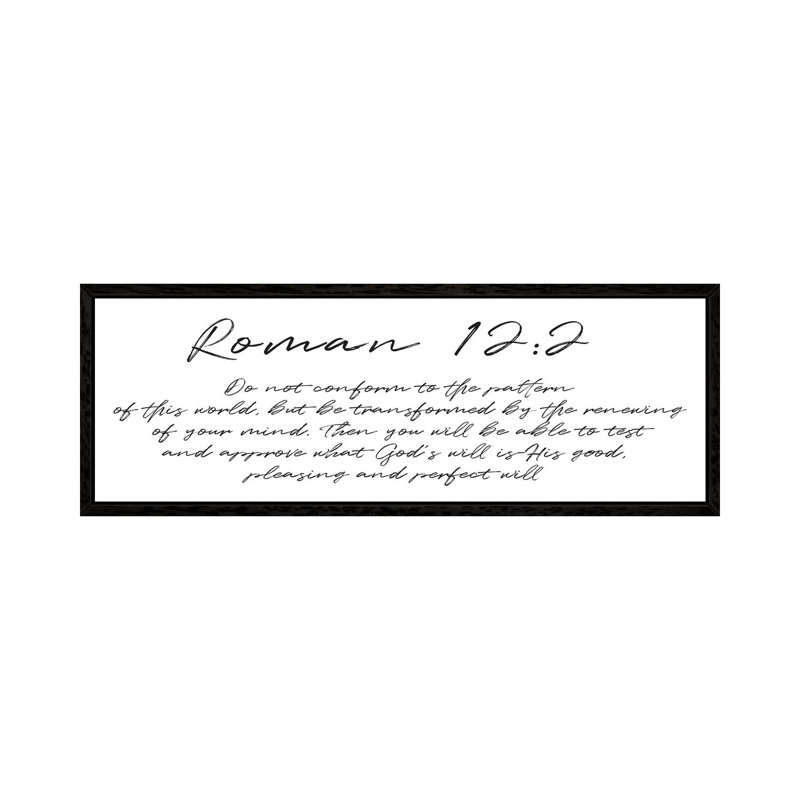 Script Roman by Mlli Villa - Panoramic Print on Canvas, 30.48cm H x 91.44cm W x 3.81cm D, Black Framed