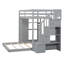Lit superposé avec tablettes à 3 niveaux, tiroirs et escalier de rangement-113610063