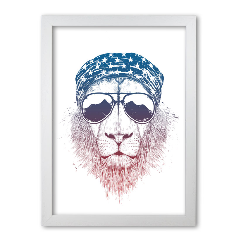 Wild Lion by Mercedes Lopes Charro - Print, 29.7 cm H x 21 cm W x 5 cm D, White Grain