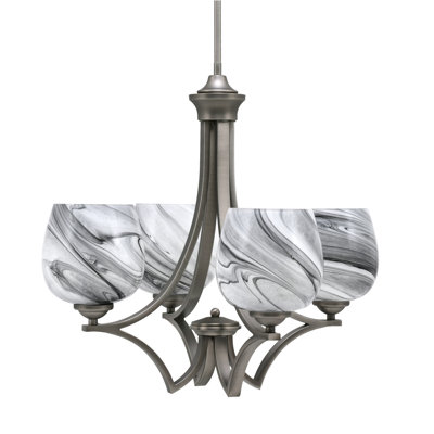 Lustre 4 lumières Zilo avec verre tourbillon onyx 6 po Zilo