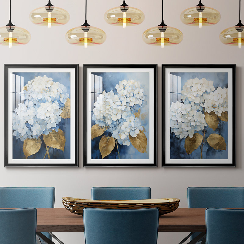 FLORAL Series CXII - Impression encadrée de qualité supérieure sur mesure mat - 3 pièces, H 21 po x l 30 po, Noir