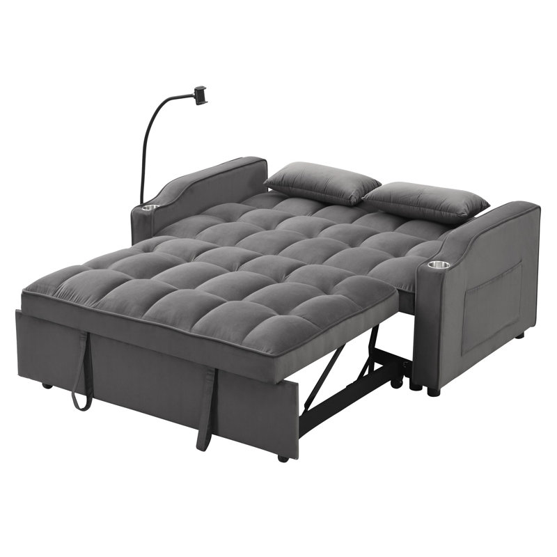 Canapé-lit avec couchette gris foncé