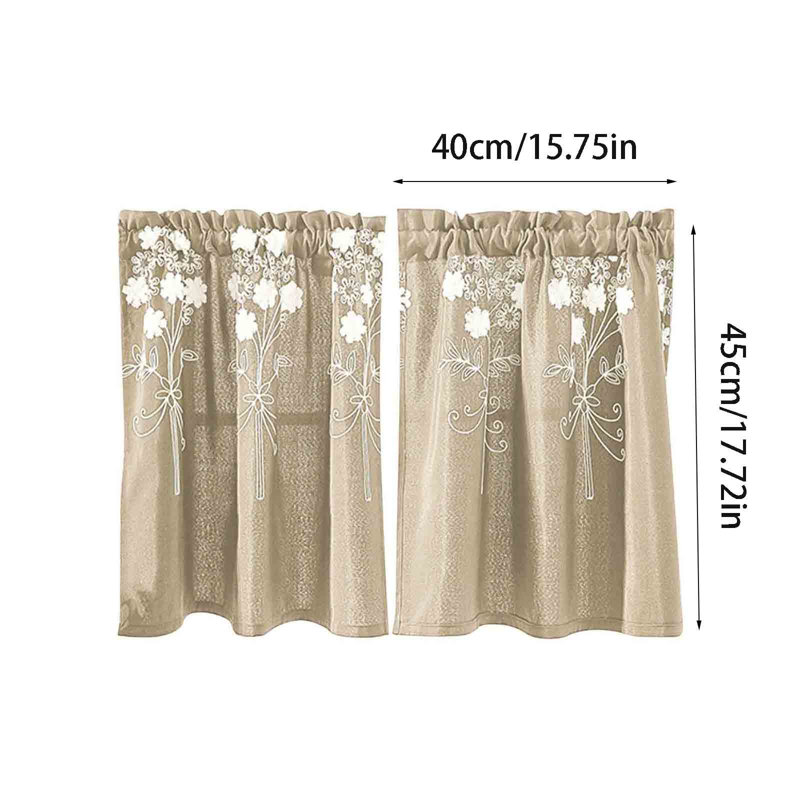 Petits rideaux Fenêtres courtes Rideaux décoratifs de style court Chambre à coucher avec demi-rideaux brodés pour rideaux de porte de petite taille bloquant la lumière