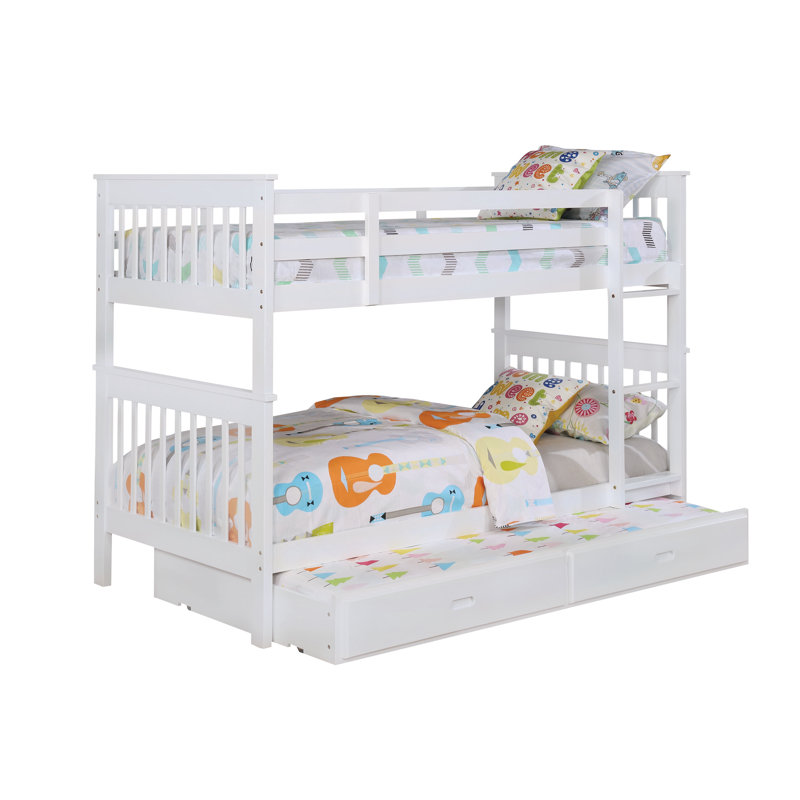 Abraham Kids Twin Over Twin Bunk Bed with Trundle, White