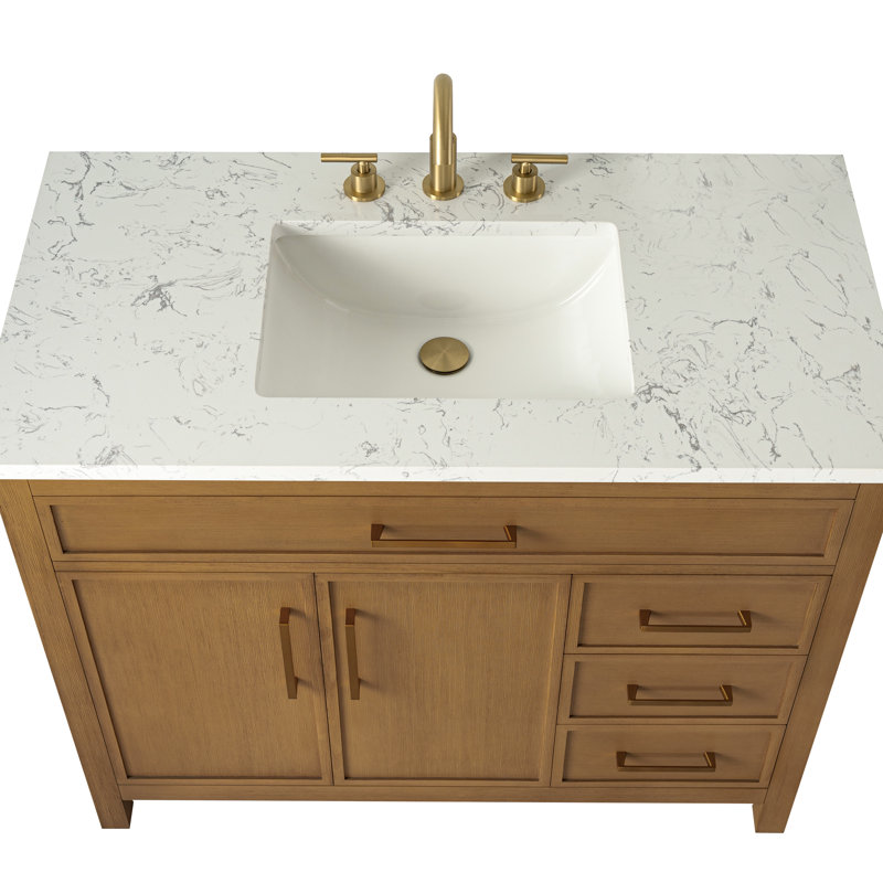 Meuble-lavabo simple 42 po Reajean, Caramel / bronze brossé