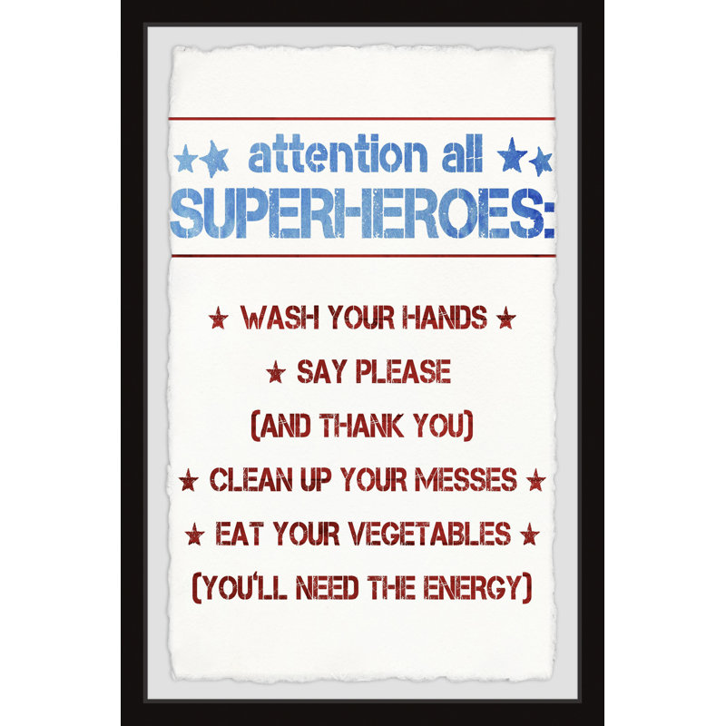 Jadon Jadon Superhero House Rules - Single Picture Frame Print, 30cm H x 20cm W