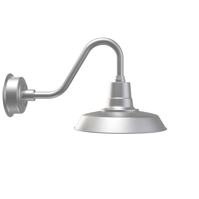Lampe col de cygne extérieure, H 14,02 po x l 14 po x P 23,25 po, Argent galvanisé