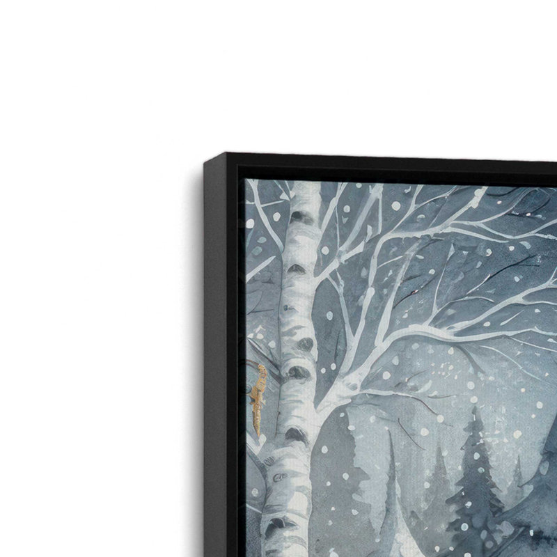 «Christmas Cabin with Sleigh» par Nicole DeCamp, reproduction d'art, H 31,5 po x l 31,5 po, Noir, Toile avec cadre