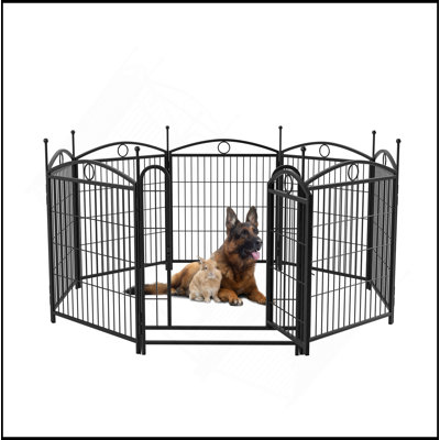 Parc pour chien 32 pouces intérieur 8 panneaux enclos en métal pour animal de compagnie clôture extérieure pour chien avec enclos, enclos pour chiots robustes pour grands et petits chiens