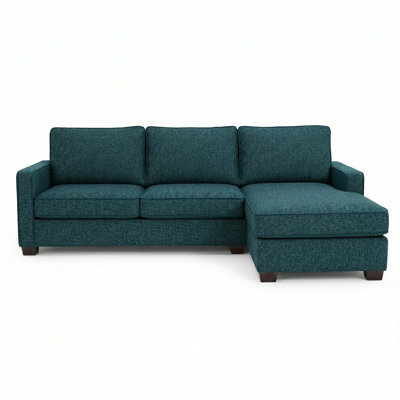 Modena Sectional – Made in USA, 5-Day Shipping, Custom Fabric Options, L-Shaped Sectional Wholesale Sectional Furniture - Hepburn Teal Blue - Fabric
