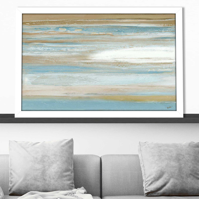 Teal Sunrise II par - Peinture, Cadre blanc, H 21,5 po x l 27,5 po x P 0,75 po