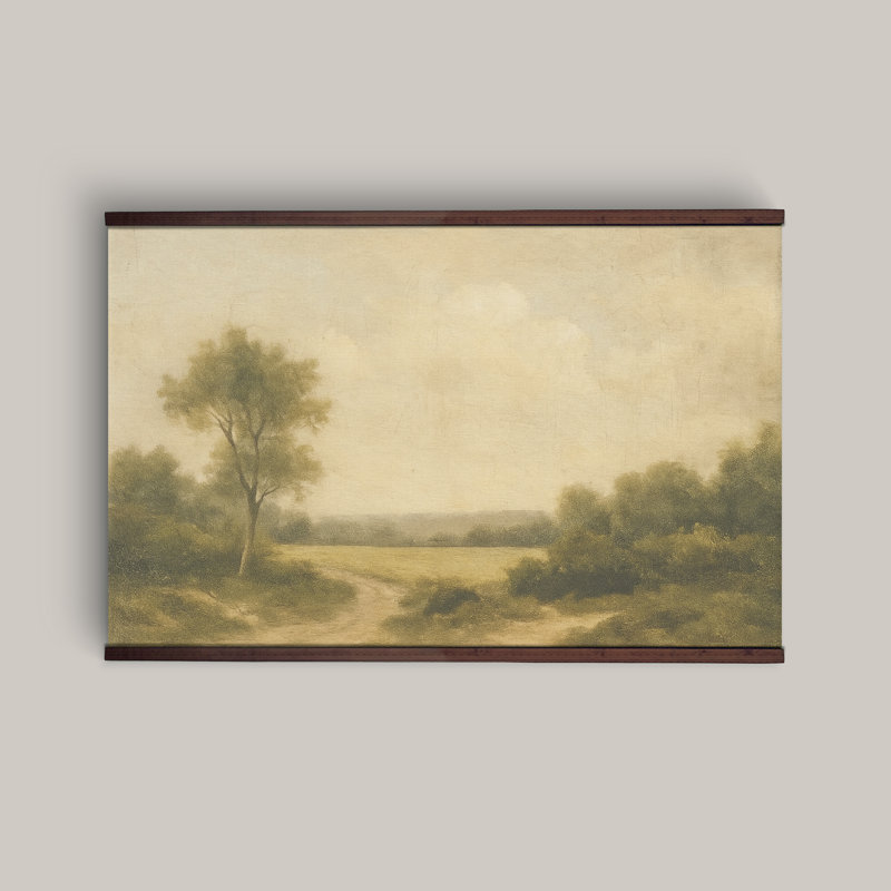 Tapisserie de paysage rétro pastorale - scène de campagne sereine, H 45 po x l 73 po