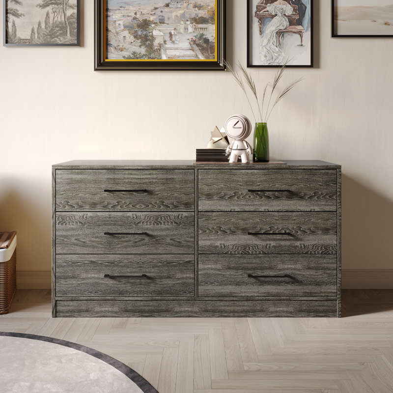 Commode 6 tiroirs, Gris foncé
