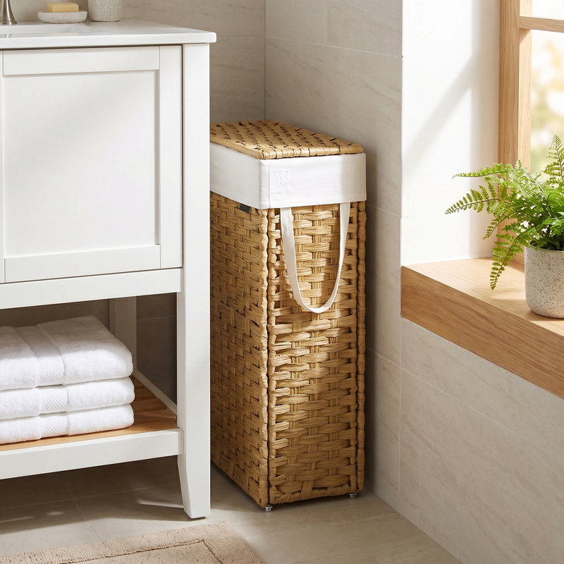 Laundry Basket With Lid And Handles, Yellow