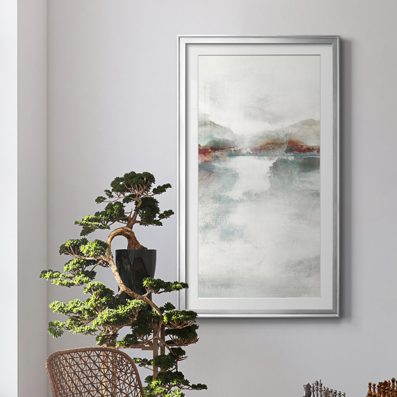 «Rising Veil IV», reproduction d'art, H 18,5 po x l 10,5 po x P 1,5 po, Papier avec cadre argenté, Blanc