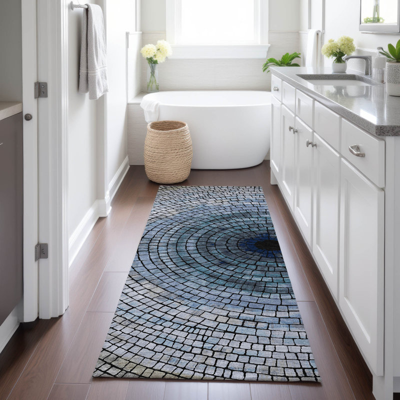 Machine Washable Indoor/Outdoor Chantille ACN2524 Geometric Rug, Denim, Runner 2'3" x 7'6"