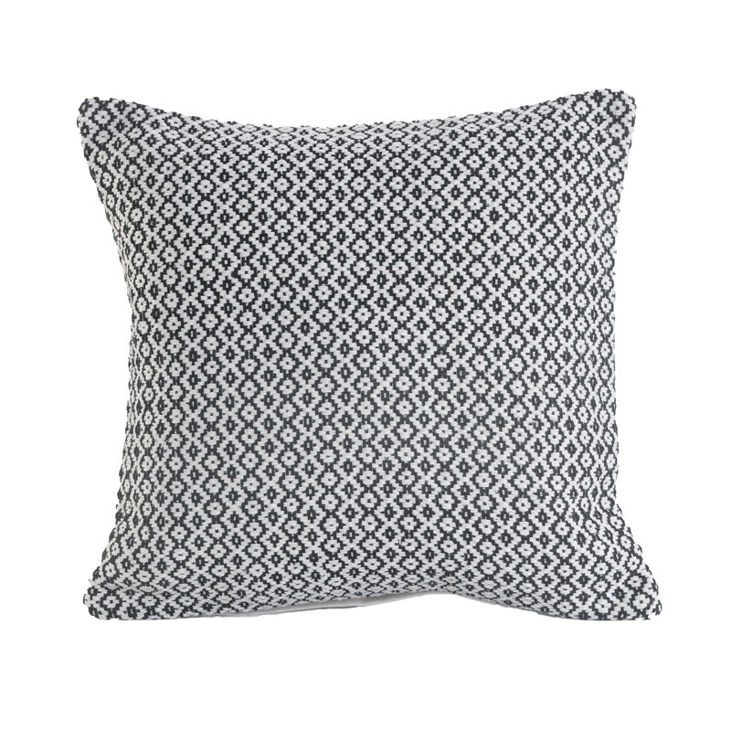 Farmhouse Transitional Geometric 100% Cotton Throw Pillow Cover, Black, Pillow Cover Only - No Insert
