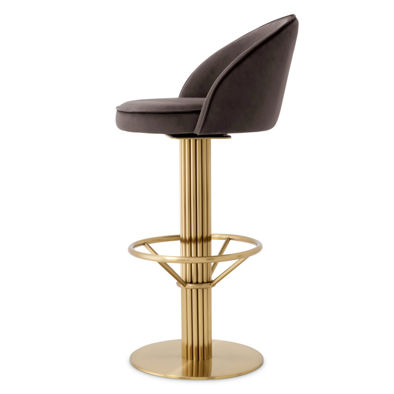 Counter Stool Dorland Roche Dark Gray Velvet, 30.71" Bar Stool