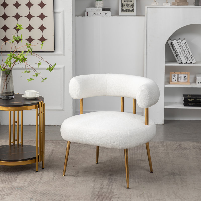 Upholstered Barrel Chair, White