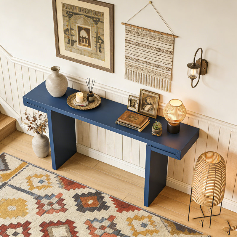 Console de 60 pouces aux lignes géométriques épurées, Marine