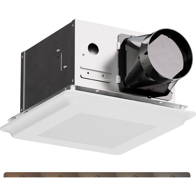 Ventilateur de salle de bain avec veilleuse pour plafond JULLISON 100CFM: Ventilateur avec grille 25W, 120V, blanc, homologué ETL