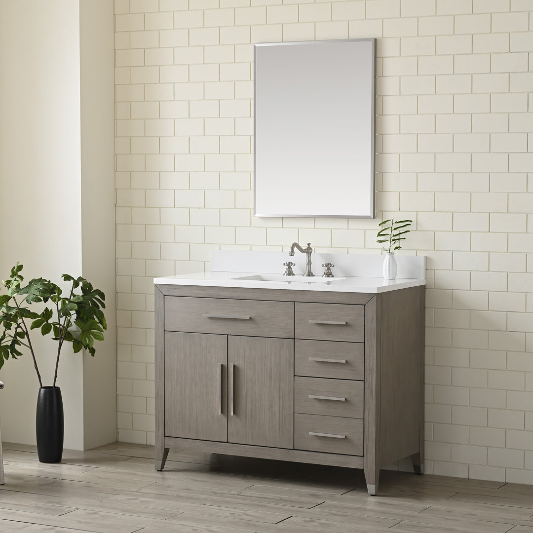 Maddison 42'' Single Bathroom Vanity with Engineered Stone Top and Backsplash Willa Arlo™ Interiors Base 
