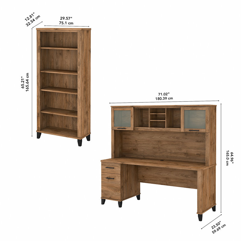 Ovia Computer Desk, Fresh Walnut