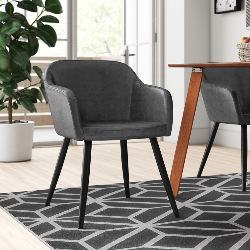 Manjeevan Faux Leather Armchair, Dark Gray