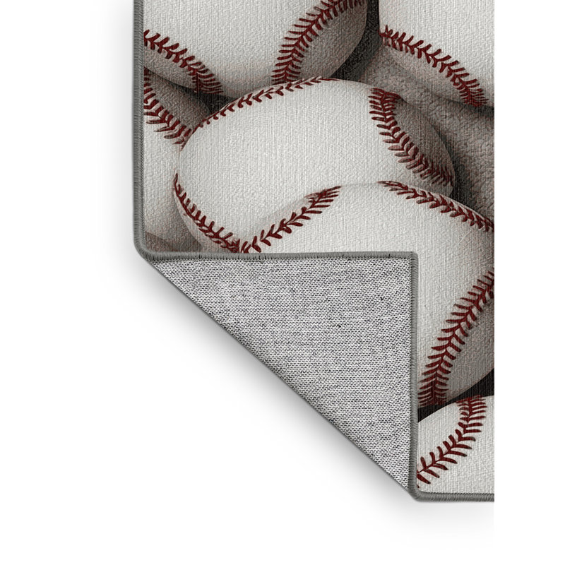  Washable Softball Sports Area Rug, Rond 3 pi