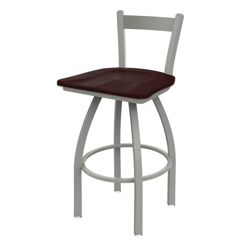 821 Catalina Low Back Swivel Counter Stool, Wood-Dark Cherry Maple, Anodized Nickel, Bar Stool ( 30" Seat Height)
