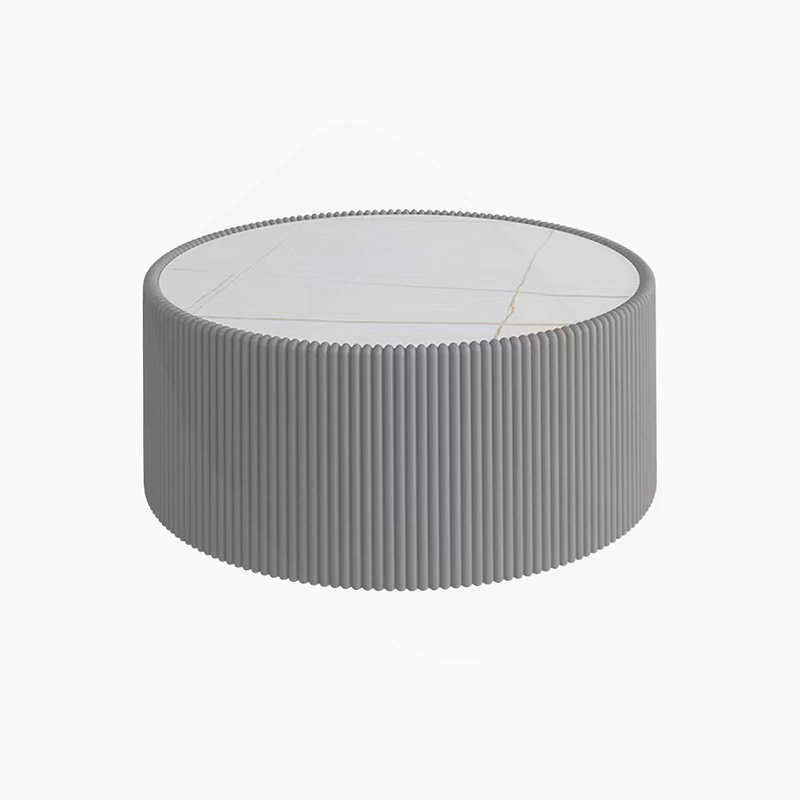 Table basse moderne en cuir clair avec plateau en marbre, Noir