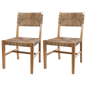 Keil Teak Wood Handmade Living Room Accent Chair with Woven Banana Leaf Seat