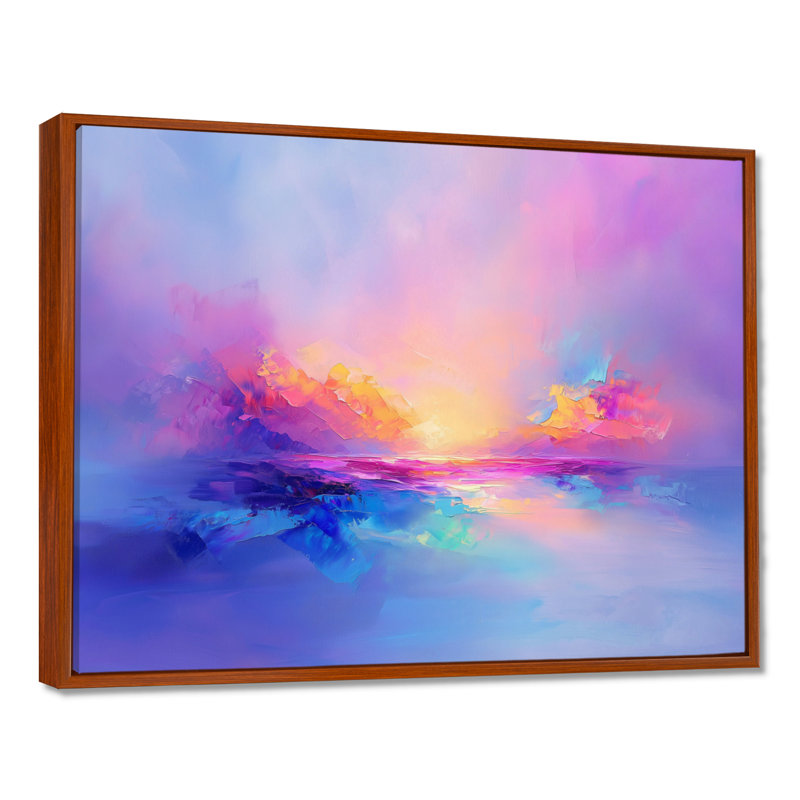 Auroral Coastal Minimal Sky Horizon - impression d'art mural ciel, 30" H x 40" W, Floater Framed Print without Mat, Brown
