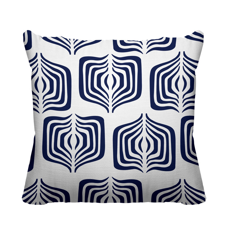 Coussin décoratif intérieur / extérieur Dale Abstract Tribal, L 15 po x H 15 po, Bleu marine