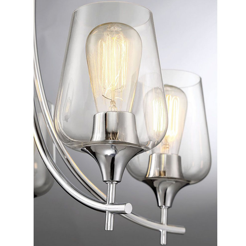 Lustre 5 lumières Breena, Clair, Chrome poli