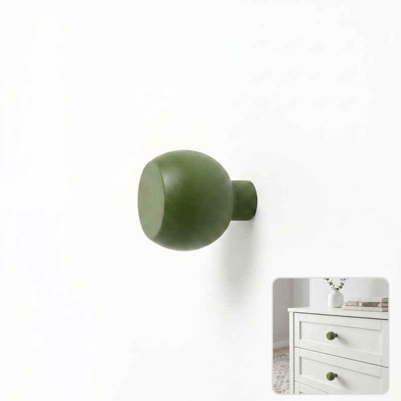ROUS Hardware Mid Century Modern Sphere Knob, Olive (Green)