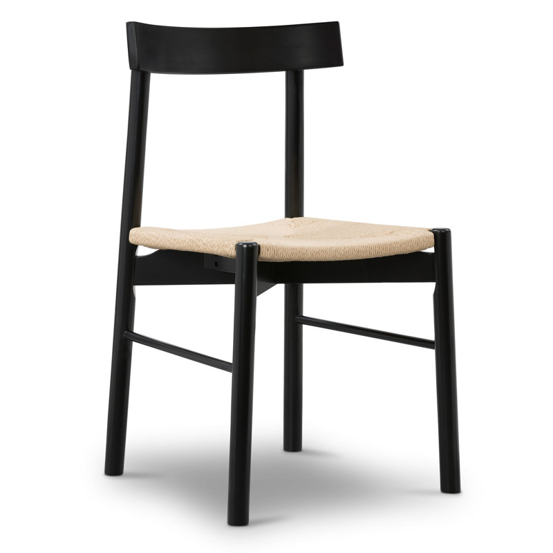 Hamm Solid Oak Dining Chair with Handwoven Rope Seat, Beige