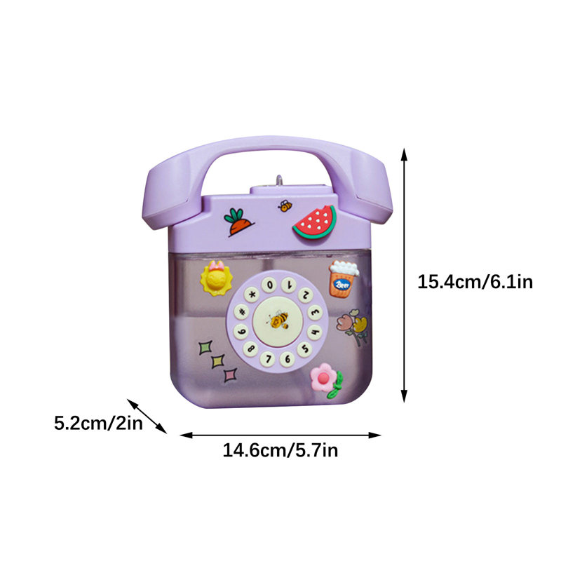 Bouteille d'eau Bouteille d'eau en forme de téléphone 400 ml avec sangles d'épaule réglables, Mauve