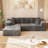 Boneless 108" L-Shaped Compression Sectional Couch with 3 Seats, Wide Modular Sofa for Living Room-108953985