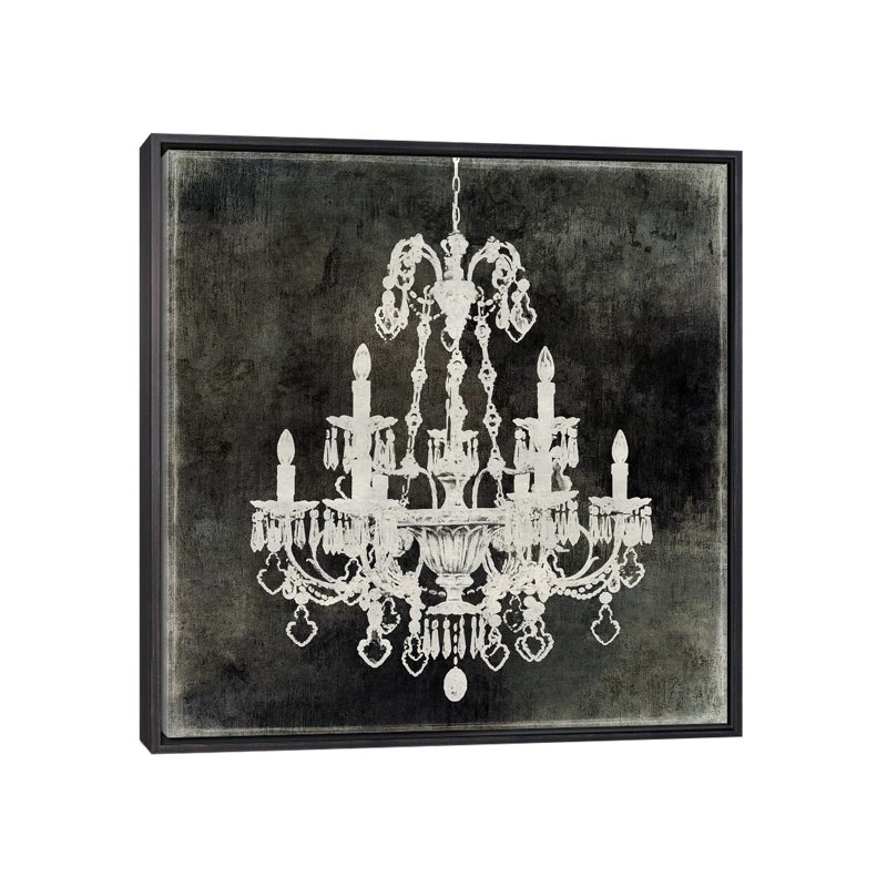 «Chandelier II», reproduction, H 18 po x l 18 po x 1,5 po, Toile avec cadre noir patiné