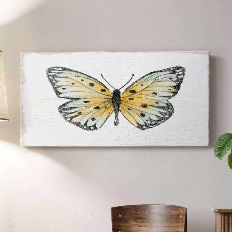 Flutter rétro I - Toile tendue avec châssis - Prêt à accrocher, H 24 po x l 48 po