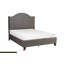 Lit tapissier en velours moderne avec tête de lit et garniture cloutée, structure en bois massif, élégant tissu gris
