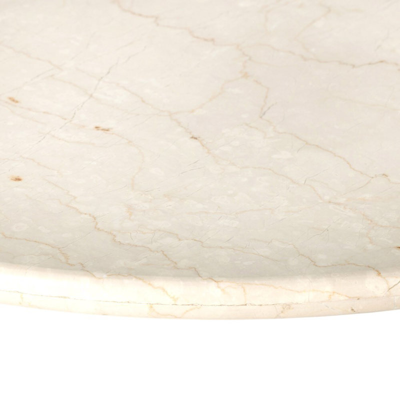 Ivory Oval Marble Dining Table with Iron Base for Six