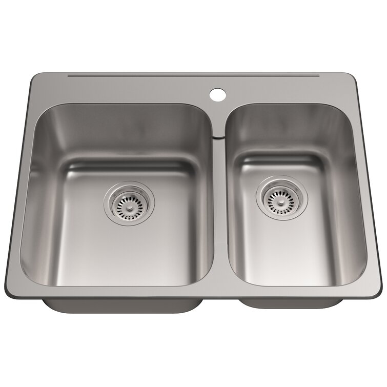 Cantrio Premium Stainless Steel Double Kitchen Sink with 27.75" x 20.5" x 8" Dimensions