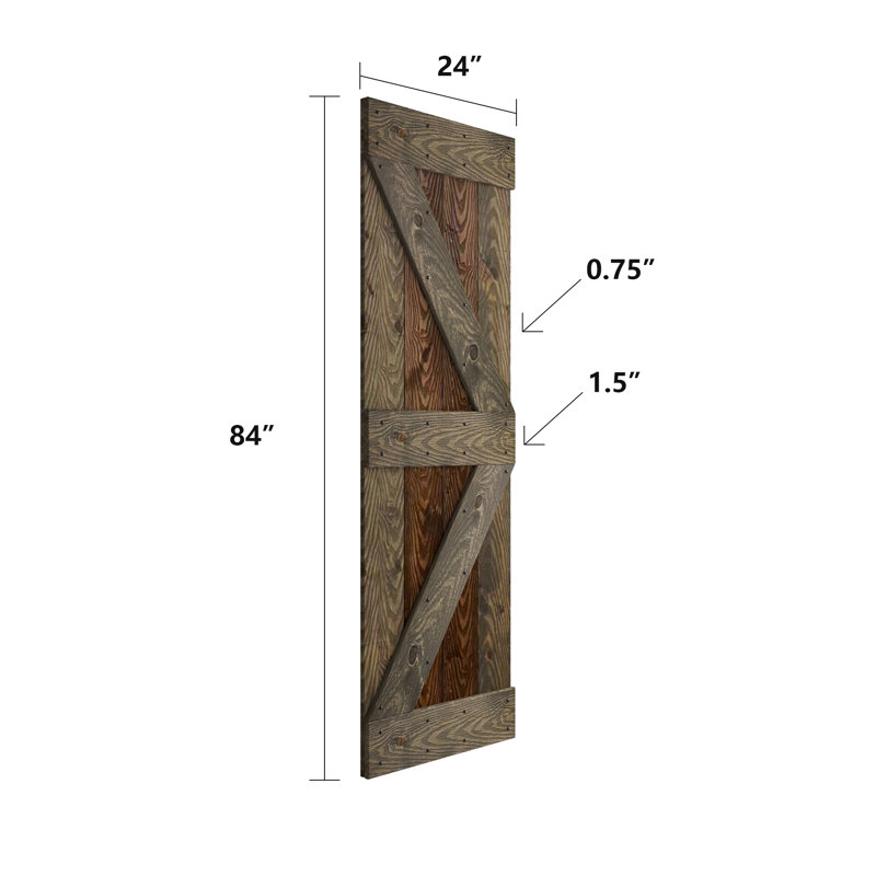 Porte de grange coulissante en bois noueux de la série K Coast Sequoia EMBossing sans ensemble de quincaillerie