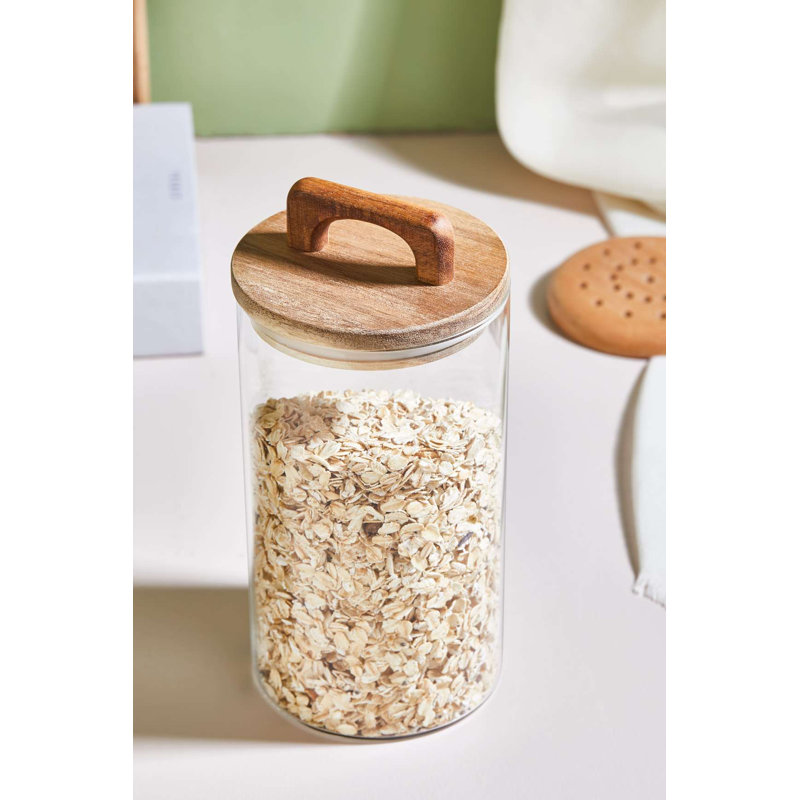 Ensemble de bocaux en verre élégant (2 pièces), 7,1 x 3,9 pouces | Fabrication 100% verre, idéale pour le rangement, l'organisation et la présentation de la cuisine | Non lavable au lave-vaisselle, au micro-ondes et au design transparent pour une utilisation polyvalente