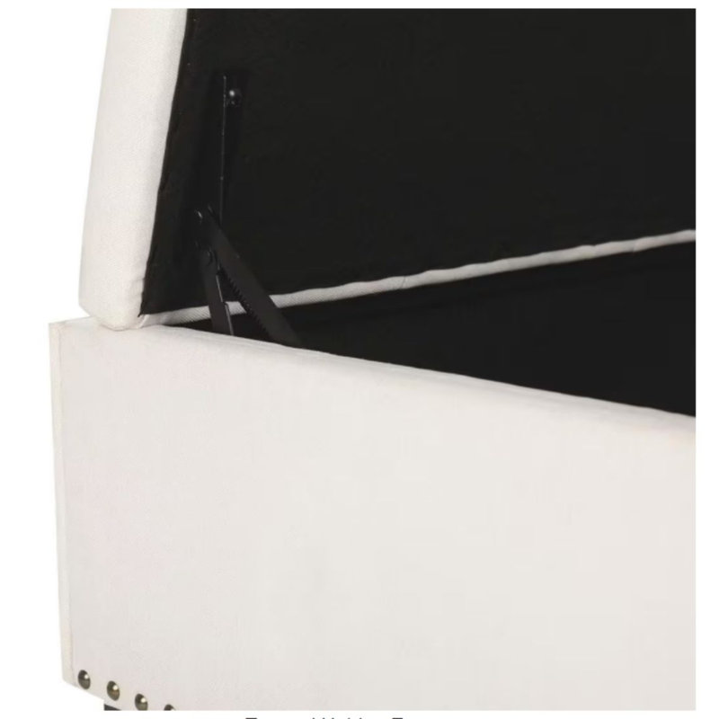 36 In. W White/double Open Door fabric Square Coffee Table Storage Ottoman