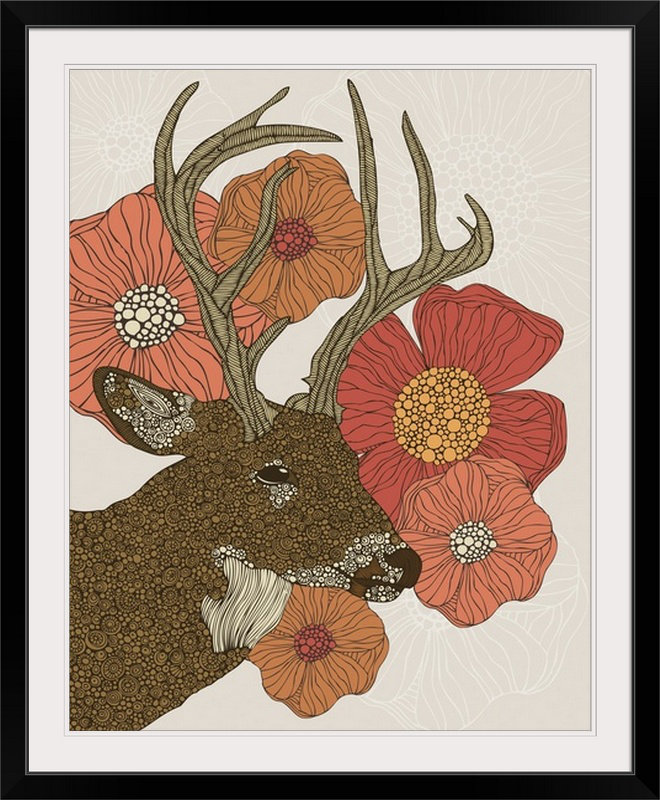 « my cher », reproduction de cerf, H 28 po x l 24 po x P 1 po, Cadre noir