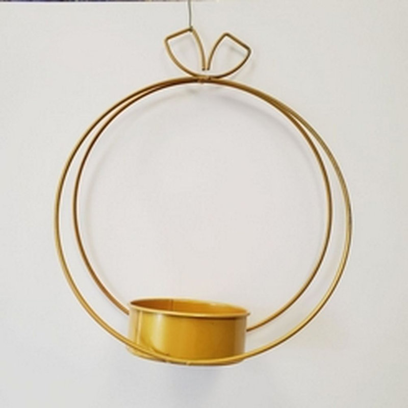 Porte-bougie rond en métal doré