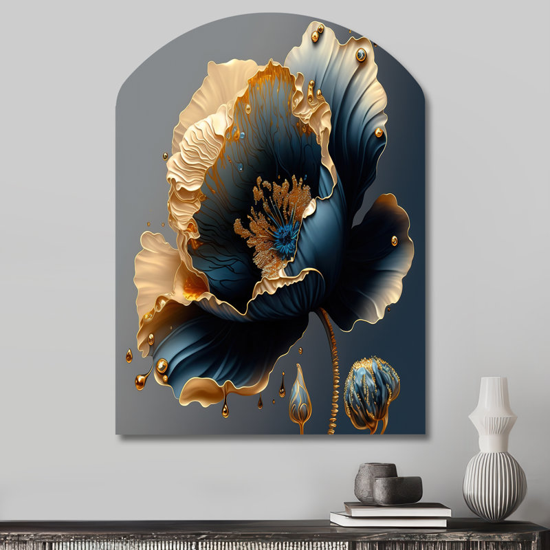 Dursley - Art mural floral asymétrique en métal, sculpture murale en arche, H 34 po x l 25 po